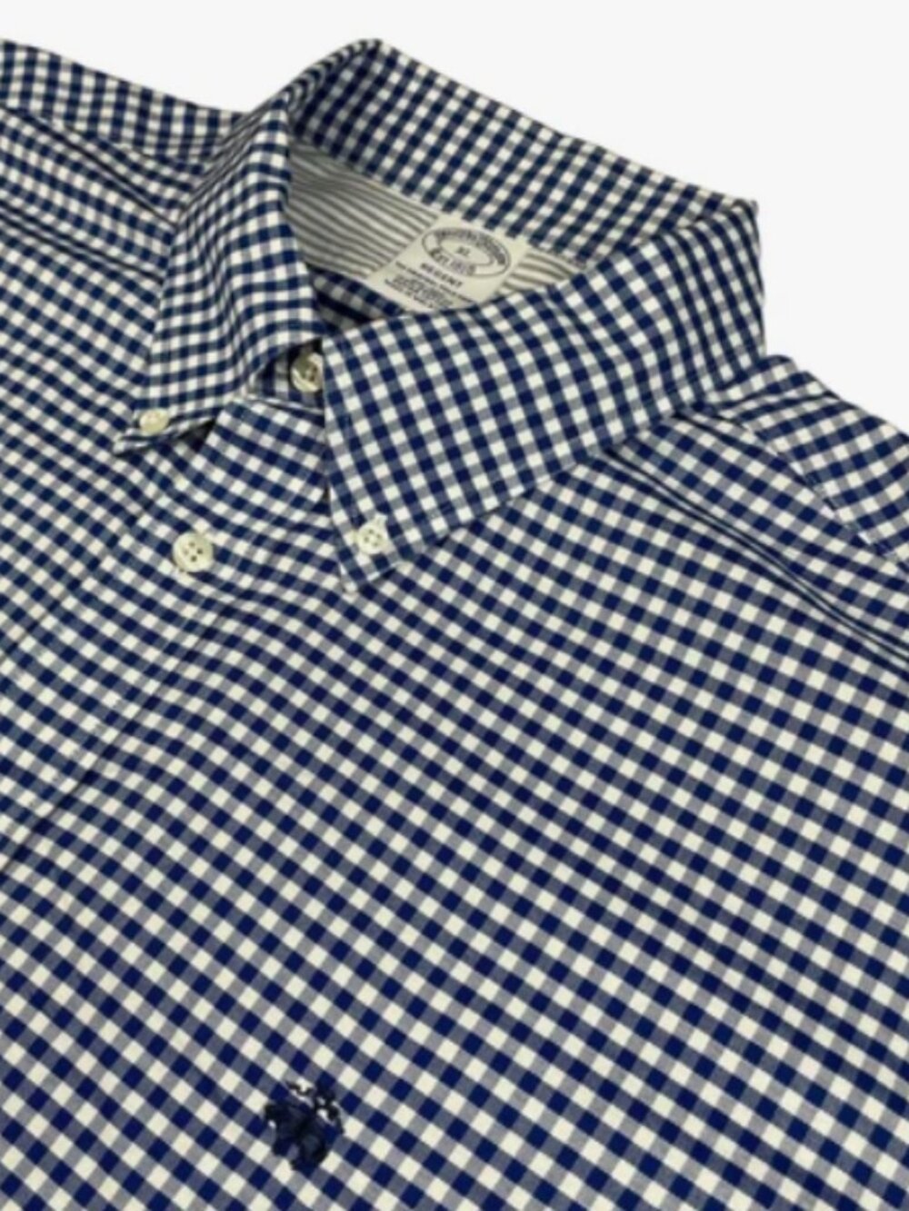 BROOKS BROTHERS REGENT FIT NON-IRON L/S BUTTON SHIRT NAVY/WHITE CHECK- MEN'S XL